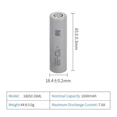 Batería recargable cilíndrica de 2600mAh de iones de li 18650 de iones de li a baja temperatura