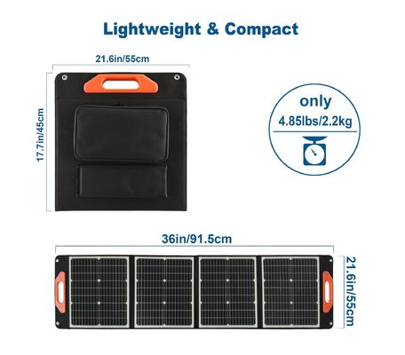 Panel solar plegable de silicio monocristalino de 200W para un almacenamiento y transporte fáciles