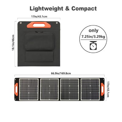 Paneles solares plegables negros de 100wp para cargar generadores solares mientras acampas al aire libre
