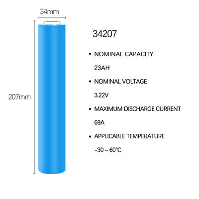 34207 3.2V Batería de litio hierro fosfato 23Ah Concha cilíndrica de aluminio