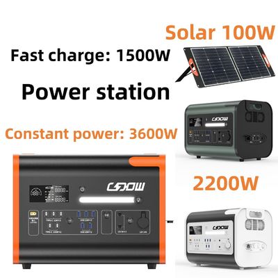 Estación de energía solar portátil 2000W Cargador recargable de teléfono móvil Salida AC 220V para generador de emergencia de RV al aire libre
