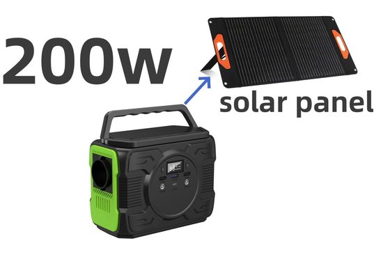 Estación eléctrica móvil al aire libre con 200W de salida de CA Carga de paneles solares y luces LED