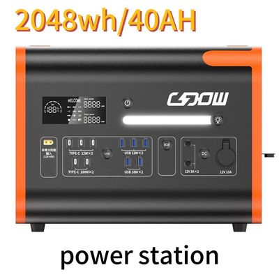 AC Pure Sine Wave 2200W/2048wh Estación de energía portátil para viaje al aire libre de campamento familiar