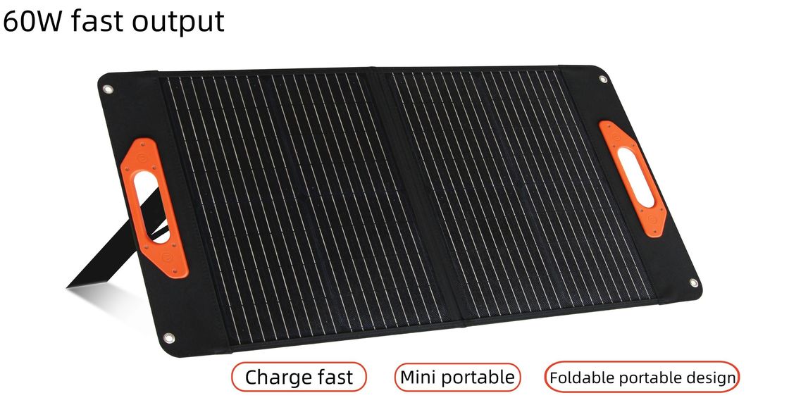 UB-60 Panel solar portátil flexible plegable negro de 60W para viajes y barcos y RV