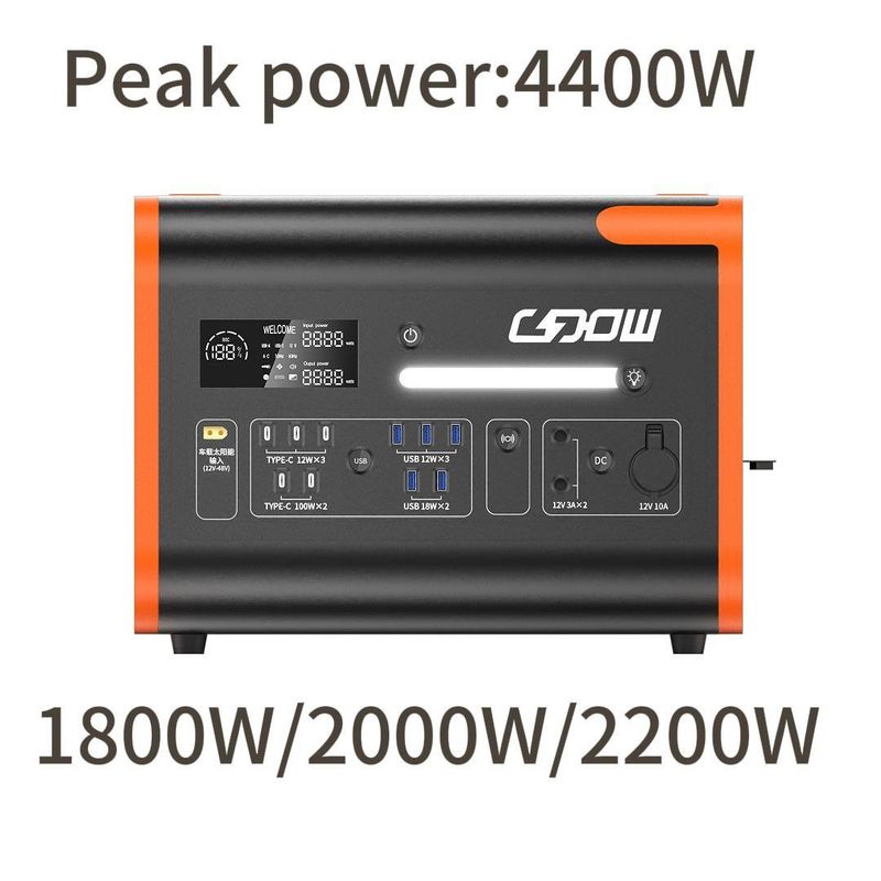 Estación de energía de paneles solares Generador portátil de 2200W con banco de potencia de salida AC/DC 230V