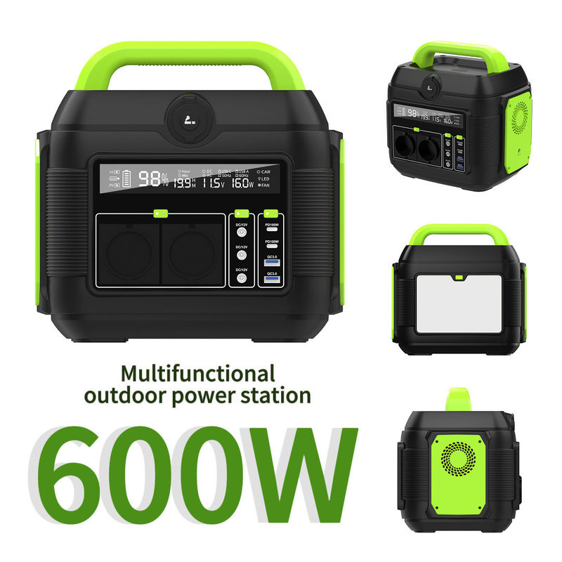Generador solar portátil Almacenamiento de energía Estación eléctrica 600W Banco de energía para el hogar y los viajes