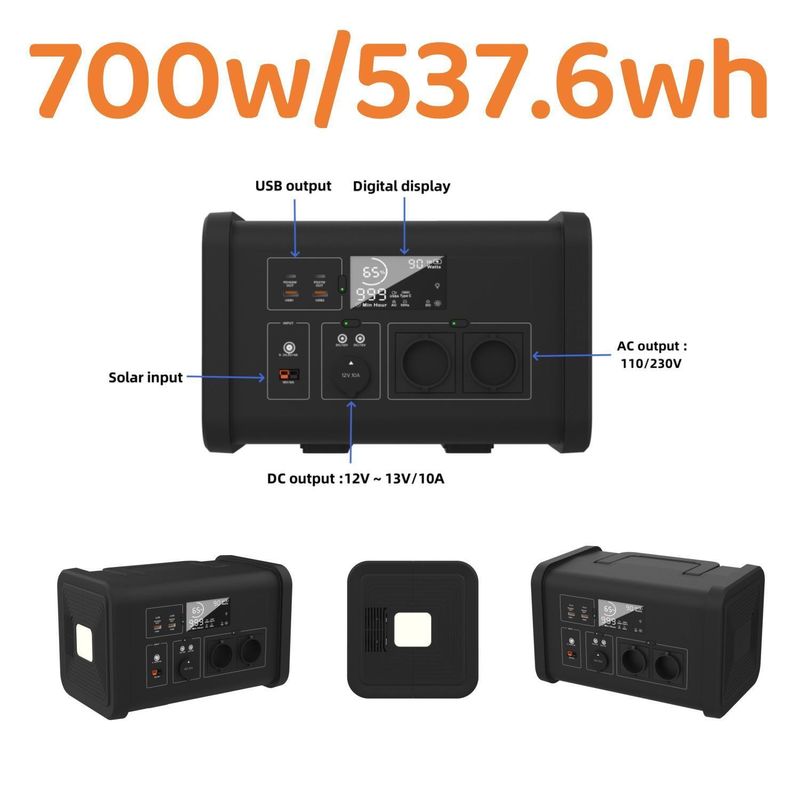 18V/6A Max Input Solar Generador solar fuera de red de 700W para central de energía solar portátil