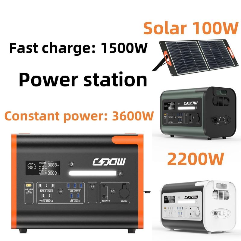 Estación de energía solar portátil 2000W Cargador recargable de teléfono móvil Salida AC 220V para generador de emergencia de RV al aire libre