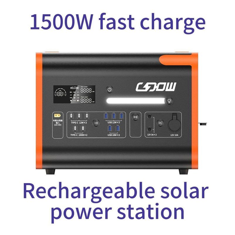 Estación de energía solar recargable portátil Generador de batería LiFePO4 de 2200W para exteriores