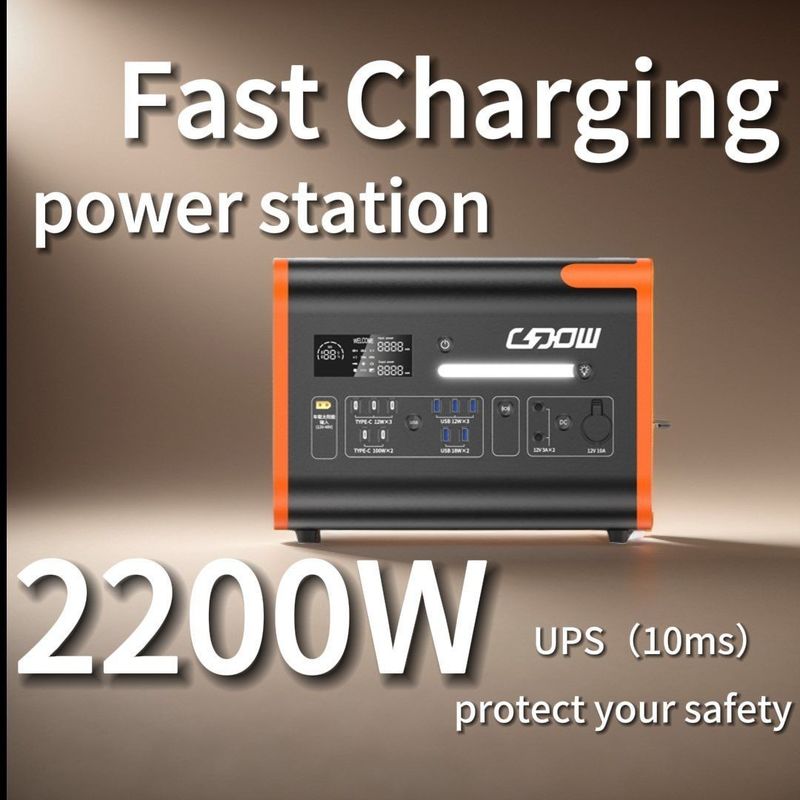 Pure Sine Wave 2000W Generador de energía solar portátil LiFePO4 Batería y protección BMS