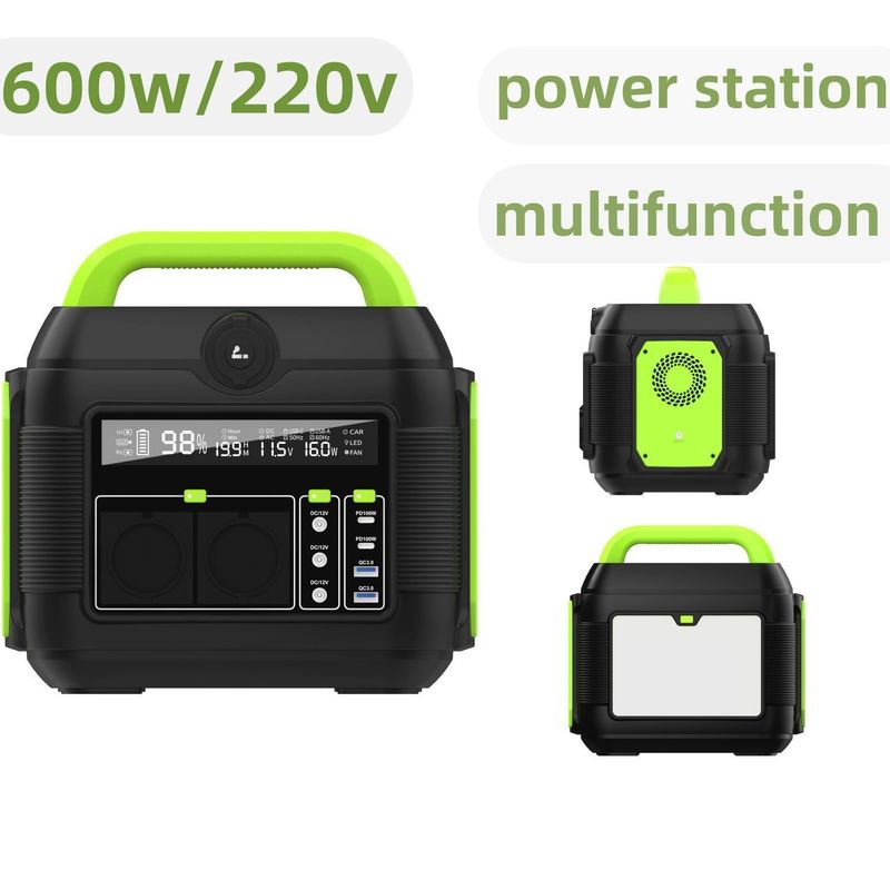 Un enchufe de corriente alterna 600W Iluminación recargable Estación de energía móvil portátil Generador solar