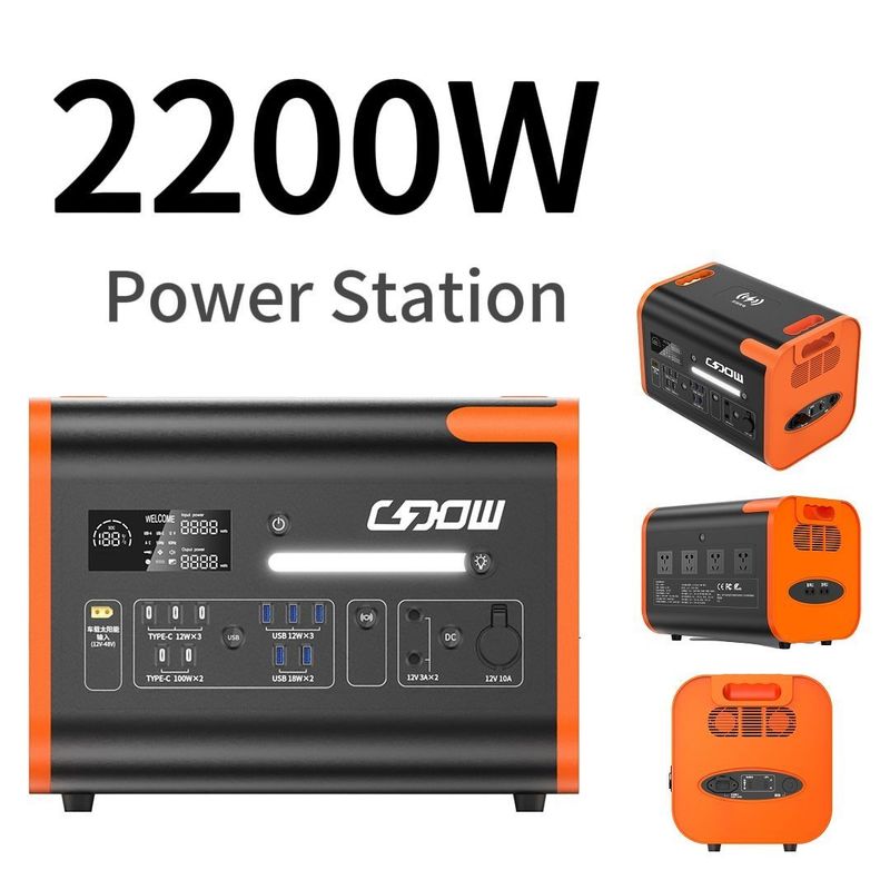 Batería de respaldo portátil Estación de energía solar para acampar de emergencia 2200W 2000W 2500W