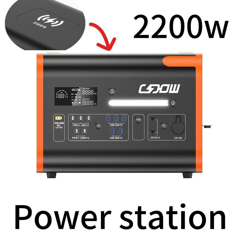 1800W-2400W Generador de energía de emergencia con inversor de CA/CC negro para actividades al aire libre