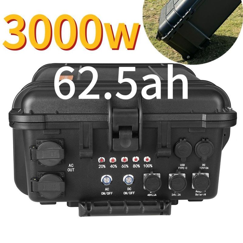 Carga de emergencia al aire libre Estación de energía portátil de 3000W 62.5ah con tiempo de carga de 6-7h