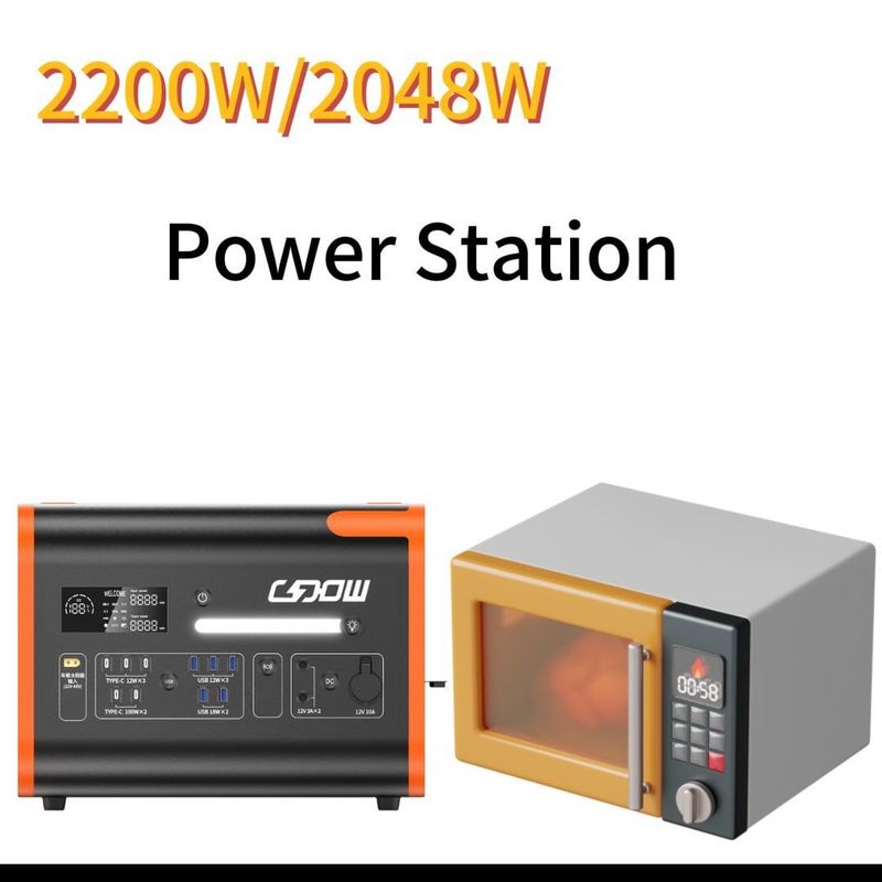 Estación de energía portátil UPS de 1500W/2200W/3000W con toma de corriente alterna en color naranja negro