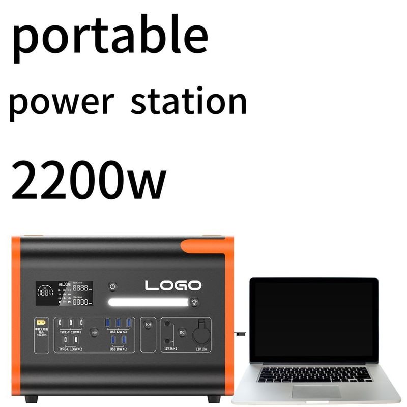 2200W110/220V Naranja con Negro Silencio Estación eléctrica de emergencia para el hogar al aire libre y duradero