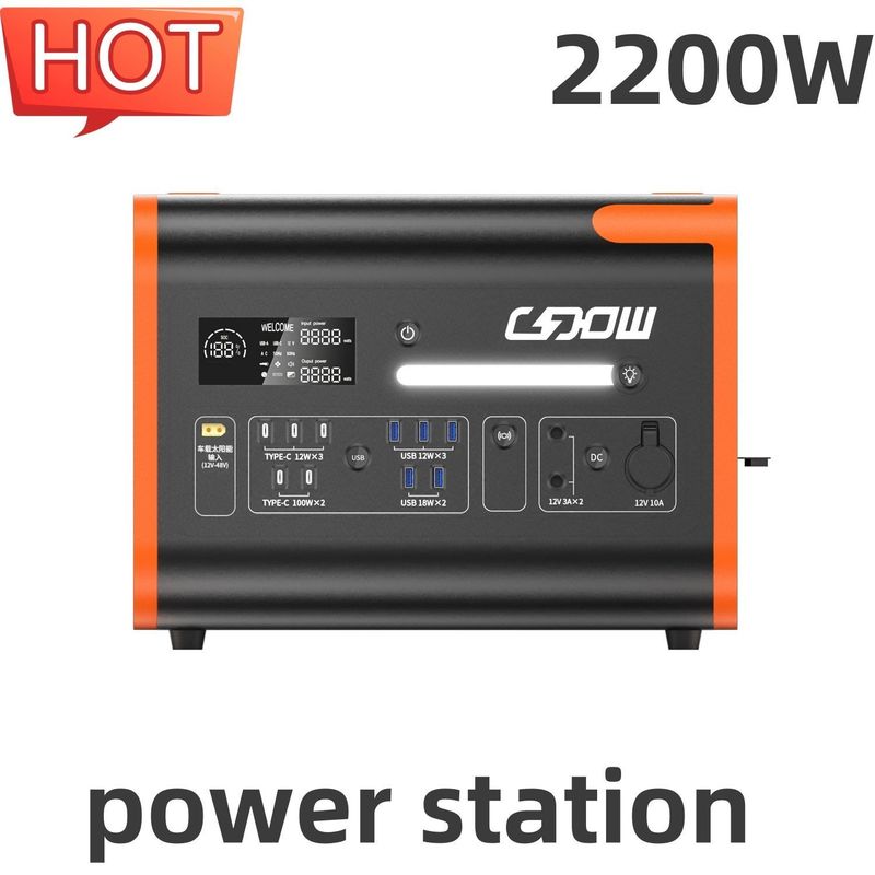 Estación de energía portátil de onda senoidal pura 2200W/2048wh para emergencias al aire libre naranja caliente