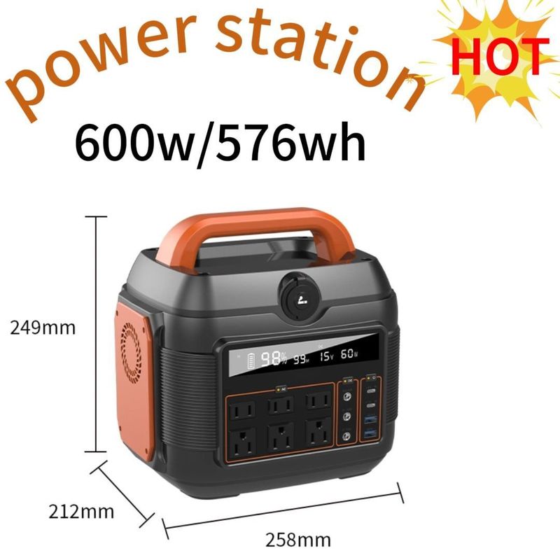 Camping familiar al aire libre Estación de energía solar de 600W con batería y carga de paneles solares