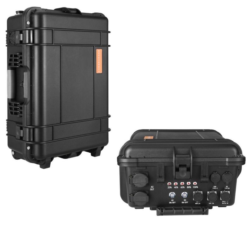 Estación de energía portátil 110V/220V/3000W/4000W/5000W Batería de litio negra de emergencia CE.Un38.3