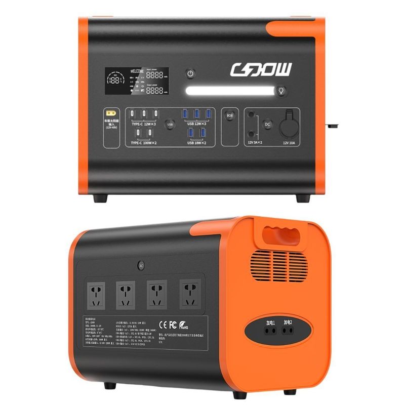 Naranja Negro 2200W/2048wh AC Pure Sine Wave Generador Solar Estación de energía para camping