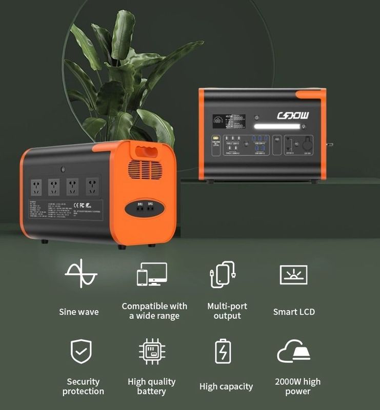 AT22 Generador solar 2200W 220V 110V LiFePO4 Estación de energía solar portátil Naranja Negro