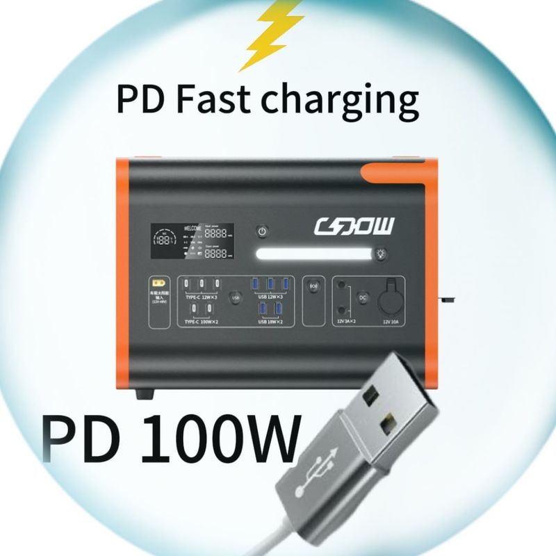 2200W/2000W/2400W Estación de energía portátil con pantalla LCD Naranja Negro Personalizable