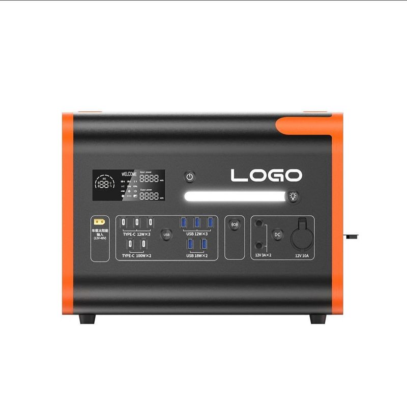 2400W Carga solar portátil Almacenamiento de energía solar Batería Estación eléctrica Naranja Negro