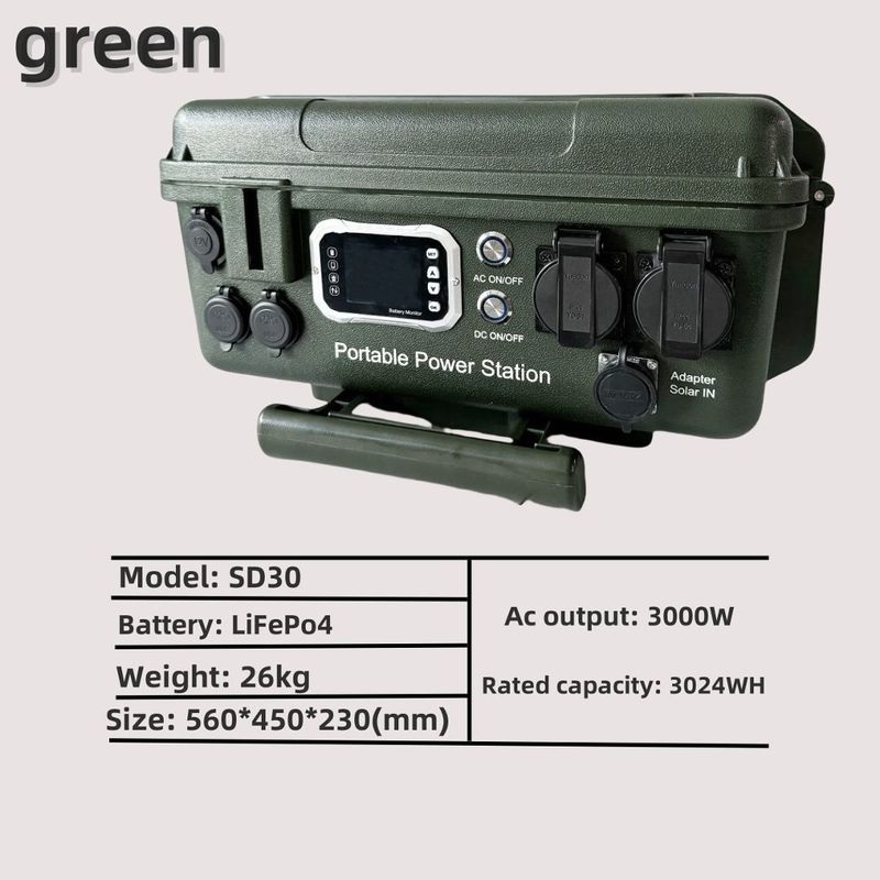 Trabajo al aire libre Emergencia de campamento 110V/230V/3000W Estación de energía con puerto AC/DC/USB