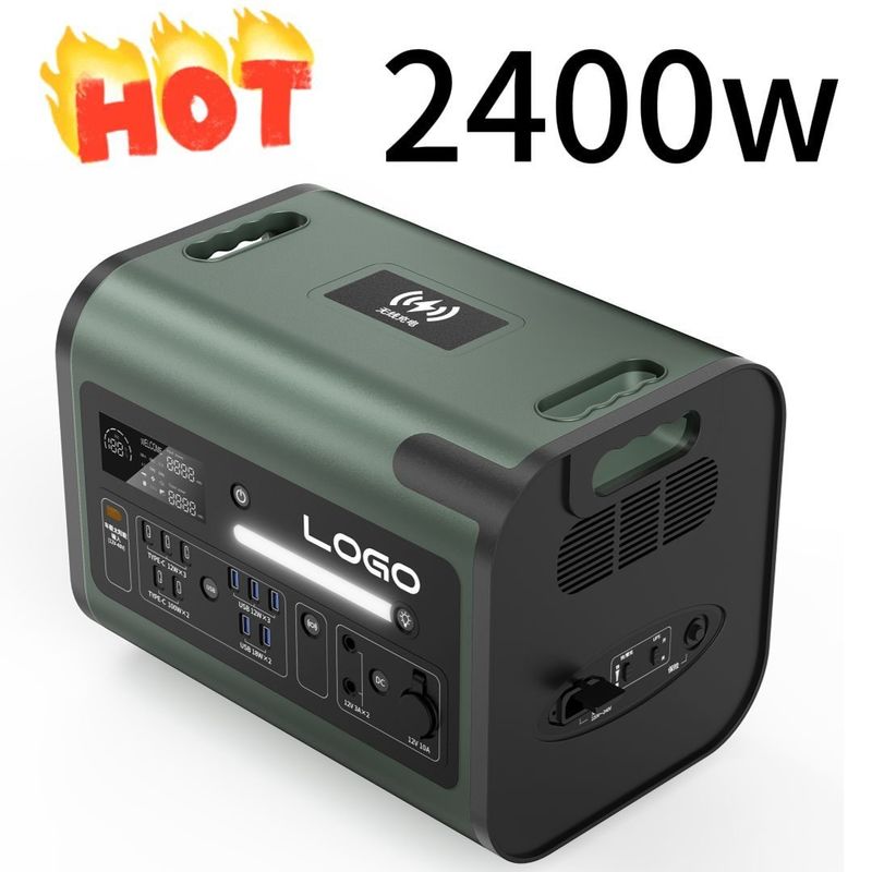 Estación de energía móvil al aire libre de 2400W con tipo C personalizable y tiempo de carga de 90 minutos